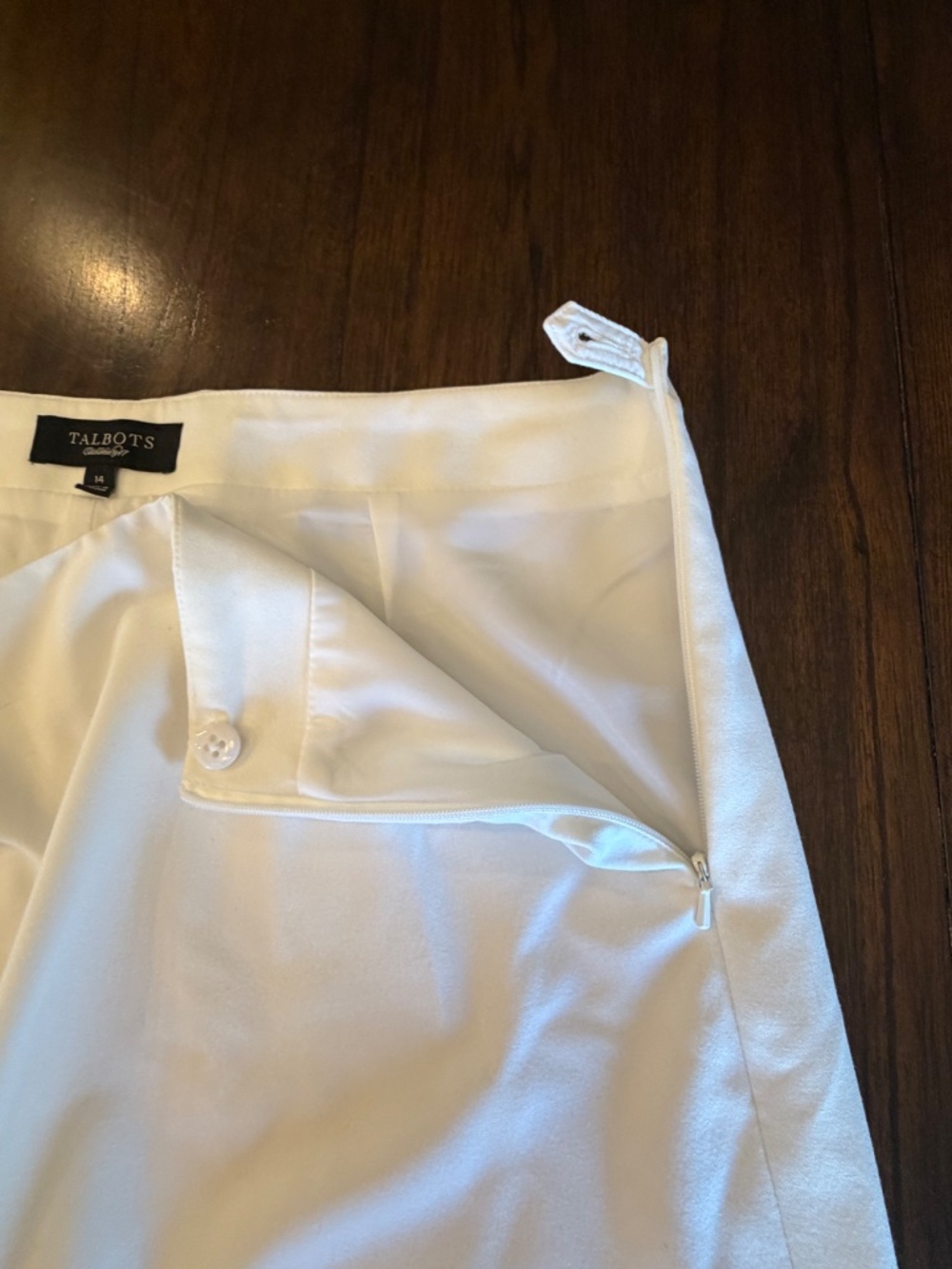 Talbots White Lined Classic Side Zip Slim Pants, Size 14 - Picture 3 of 14